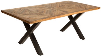 Stół 200 x 100 cm Drewniany z czarnymi nogami – grafika-1.