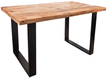 Stół 120 x 80 cm Drewniany prostokątny w naturalnym brązie z czarnymi nogami – grafika-1.