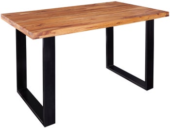 Prostokątny stół drewniany brązowy z czarnymi nogami 120x80 cm – grafika-1.