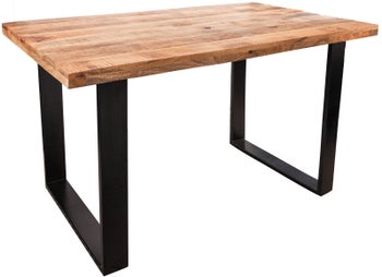 Stół 140 x 80 cm drewniany brązowy z czarnymi nogami w stylu nowoczesnym – grafika-1.