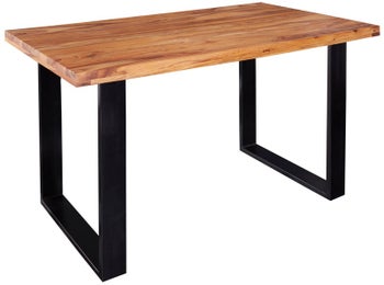 Stół 140 x 80 cm Drewniany prostokątny brązowy z czarnymi nogami – grafika-1.