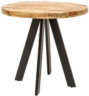 Stół Ø80 cm Okrągły drewniany z czarnymi stalowymi nogami – grafika-1.