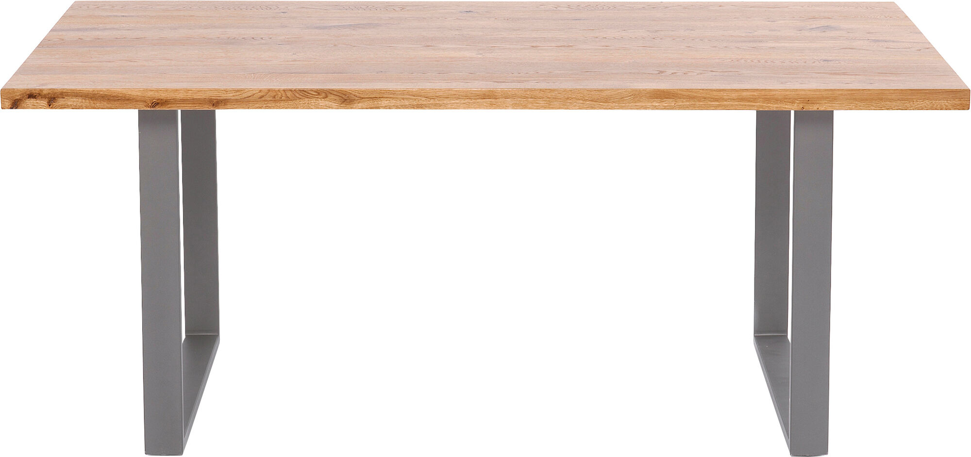 Stół naturalny drewniany blat dąb grafitowe metalowe nogi 160x80 cm – obraz-1