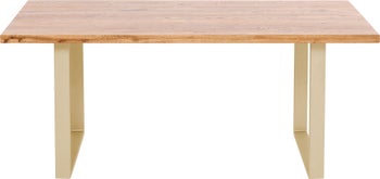 Stół naturalny drewniany blat dąb złote metalowe nogi 180x90 cm – obraz-1