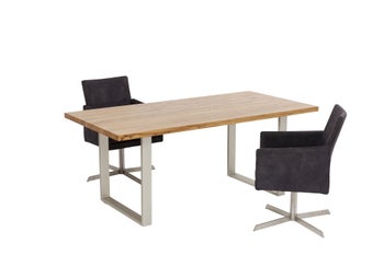 Stół Jackie 200x100 cm dąb nogi srebrne – obraz-1