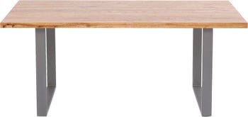 Stół drewniany dębowy blat czarne metalowe nogi 200x100 cm – obraz-1