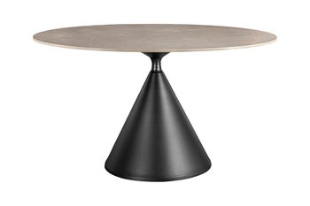 Stół jadalniany SIGNATURE 135 cm okrągły, czarna rama metalowa, blat ceramiczny szary marmur – grafika-1.