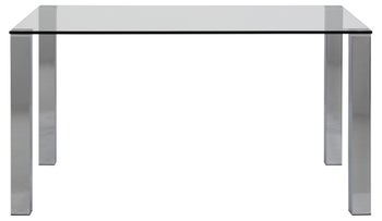Stół transparentny szklany blat szare metalowe nogi 140x90 cm – obraz-1