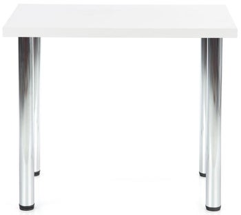 Stół mały z prostokątnym blatem kolor biały 90x60 cm nogi srebrne – obraz-1