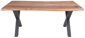 Stół 180 x 86 cm Drewniany asymetryczny z czarną metalową podstawą – grafika-1.