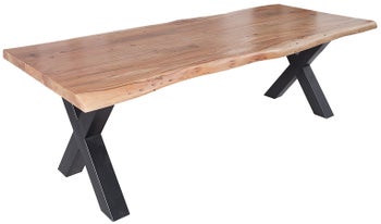 Stół 200 x 103 cm akacjowy z naturalnym drewnem i metalowymi nogami – grafika-1.