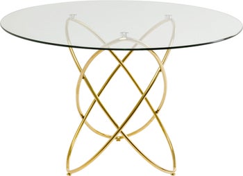 Masa cu blat de sticla Molekular Aurie Ø120 cm – imagine-1.