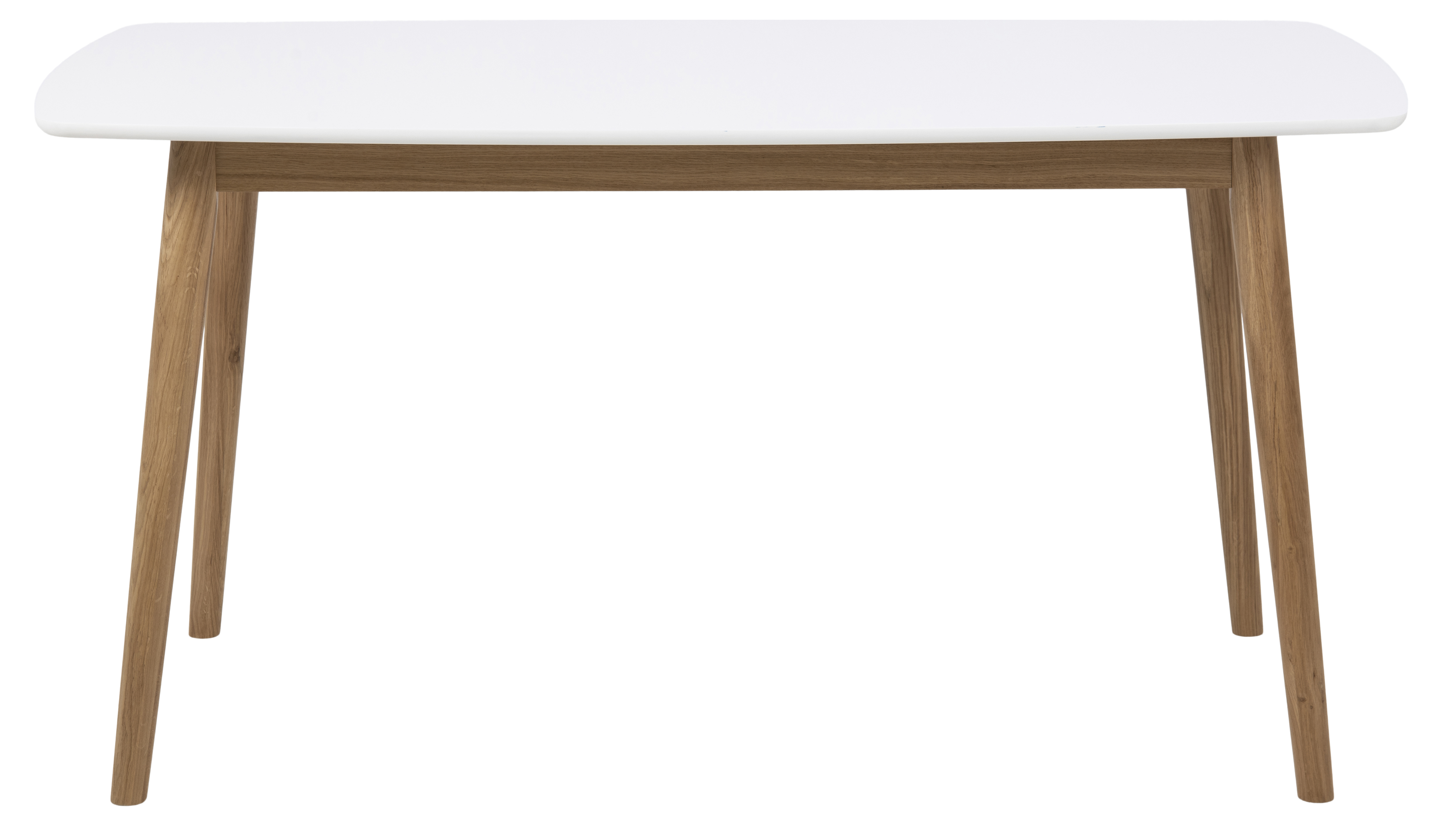 Stół biały matowy blat naturalne drewniane nogi 150x80 cm – obraz-1