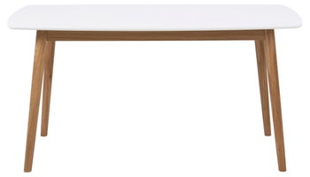 Stół 150 x 80 cm Biały matowy z naturalnym drewnem i nogami – grafika-1.