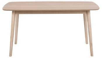 Stół bielony fornirowany blat dąb z drewnianymi nogami stylowy do jadalni – grafika-1.