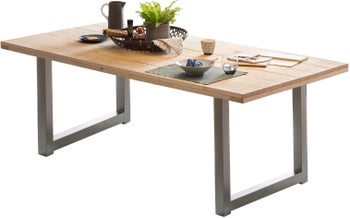 Drewniany stół z naturalnego świerku i jodły z metalowymi nogami – grafika-1.