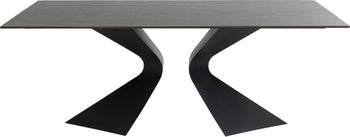 Stół ogrodowy czarny blat ceramika nogi aluminium 180x90 cm – obraz-1