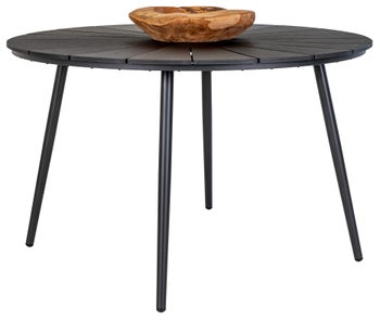 Stół ogrodowy czarny blat polietylen nogi aluminiowe Ø120 cm – grafika-1.