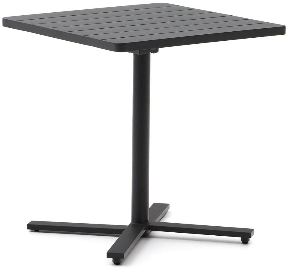 Stół ogrodowy metalowy na jednej nodze składany czarny kwadratowy 70 x 75 cm – obraz-1