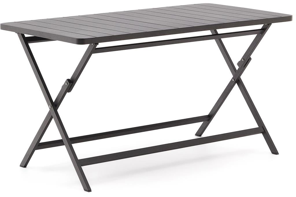 Stół ogrodowy metalowy składany czarny prostokątny 140 x 75 cm – obraz-1