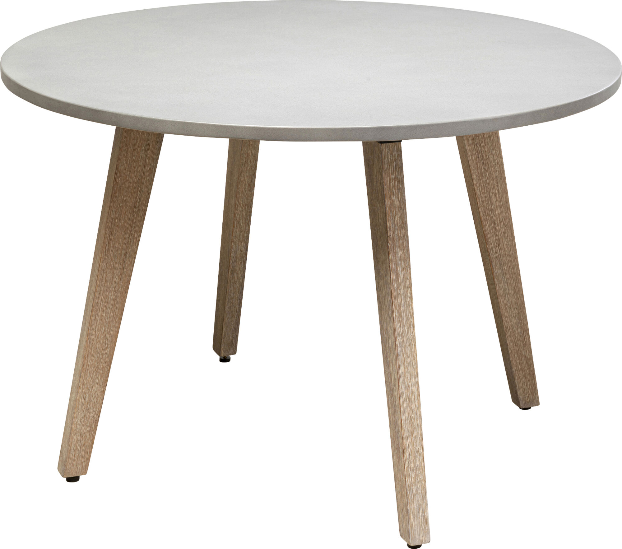 Stół ogrodowy okrągły blat cementowy nogi z drewna akacjowego Ø110 cm – grafika-1.