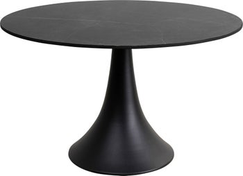 Stół ogrodowy okrągły czarny blat ceramika podstawa aluminium Ø110 cm – obraz-1