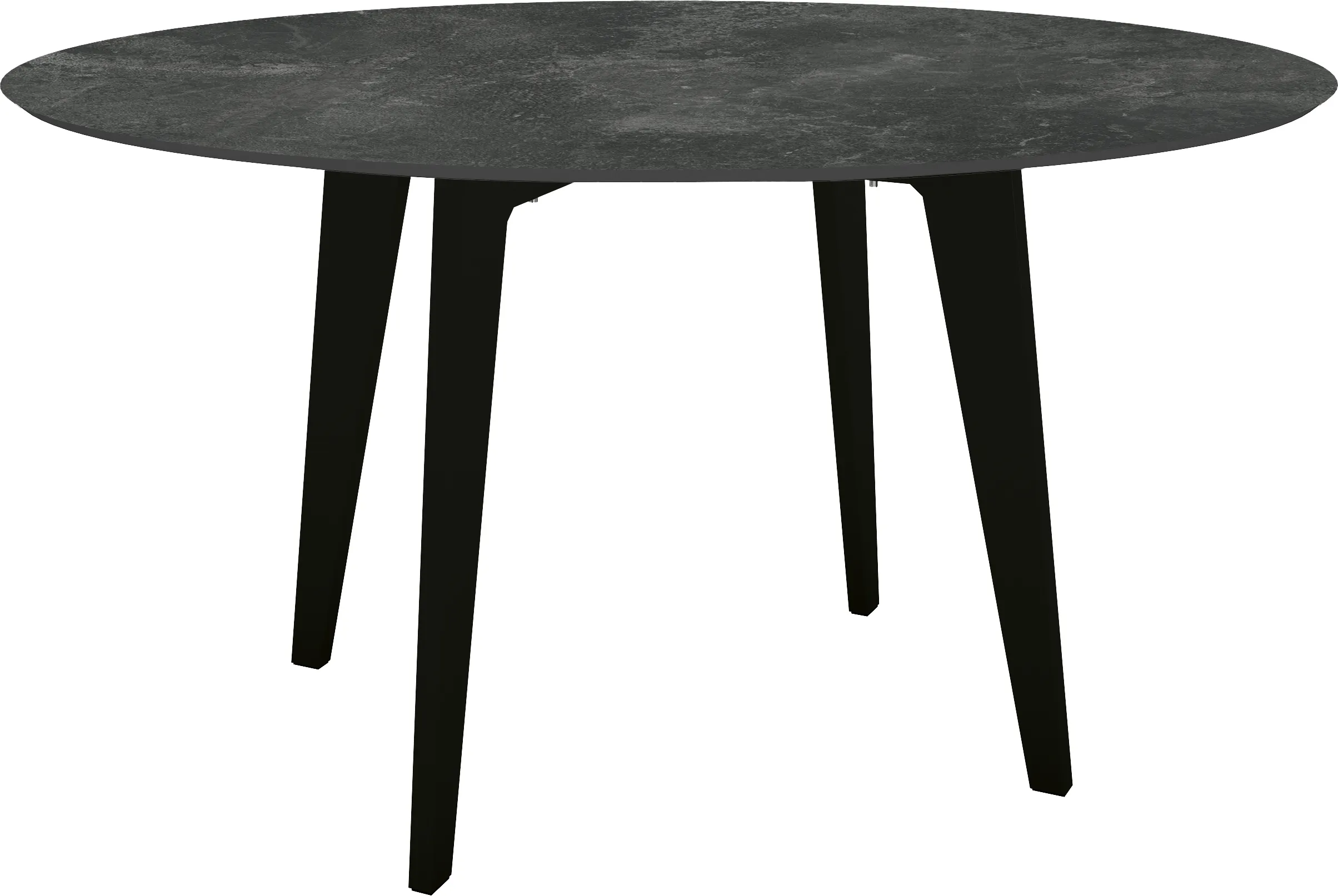 Stół ogrodowy okrągły kolor łupek ciemny nogi aluminiowe czarne matowe Ø134 cm – obraz-1