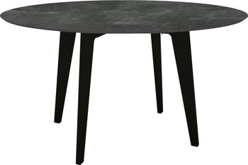 Stół ogrodowy okrągły kolor łupek ciemny nogi aluminiowe czarne matowe Ø134 cm – obraz-1