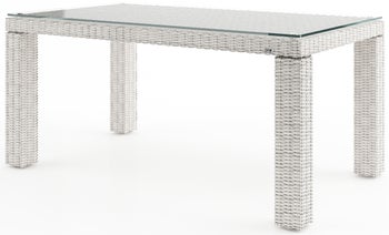 Stół ogrodowy aluminiowy biały z blatem szklanym 160x90 cm – obraz-1