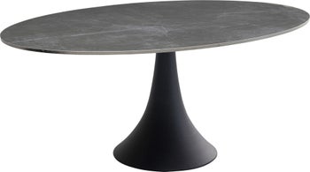 Stół ogrodowy z ceramicznym owalnym blatem noga aluminiowa czarna 180x120 cm – obraz-1