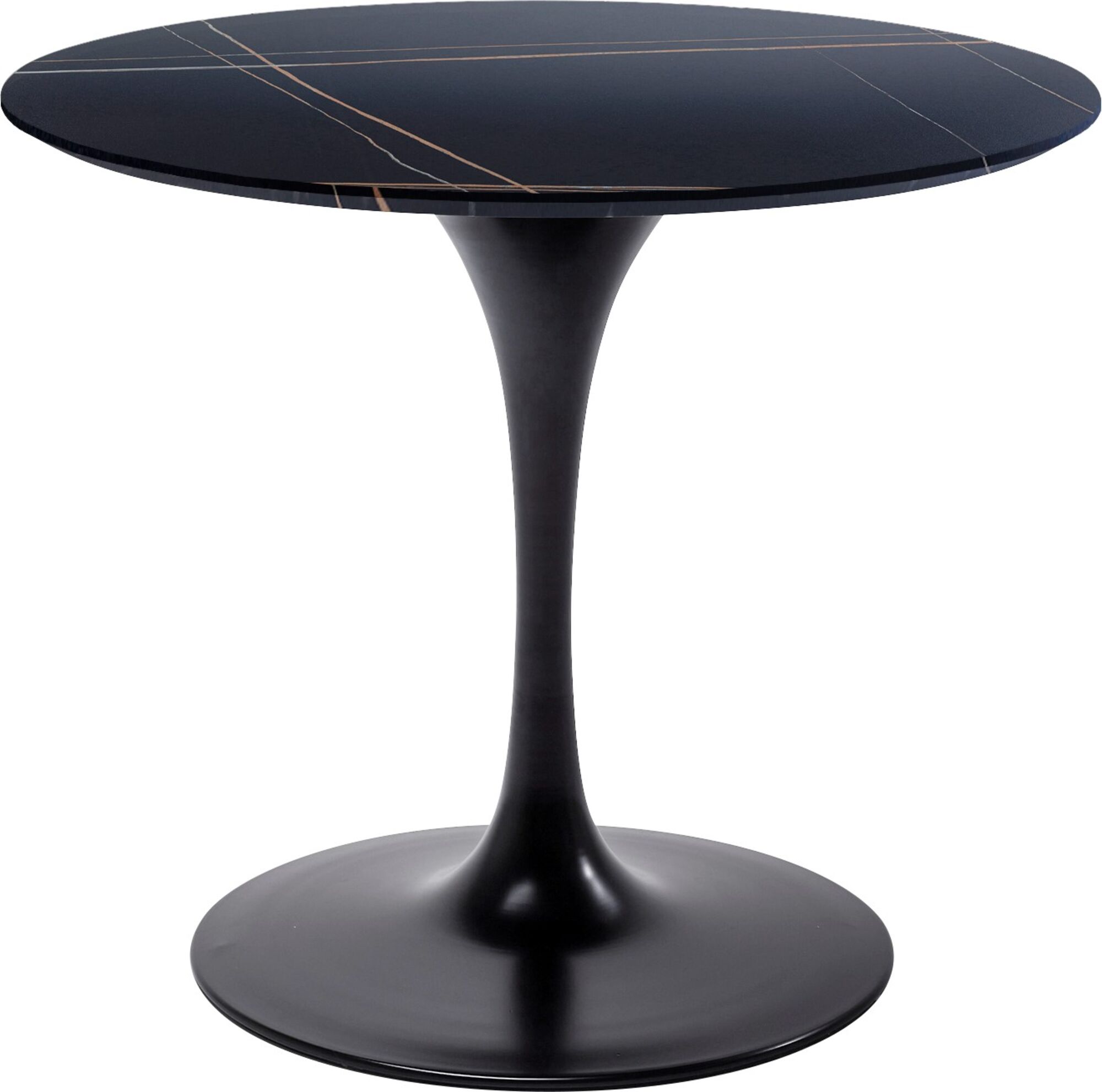 Stół okrągły blat ceramiczny czarny podstawa stalowa Ø90 cm – obraz-1