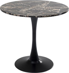 Mesa redonda tablero MDF imitación mármol negro Ø80 cm – Imagen-1.