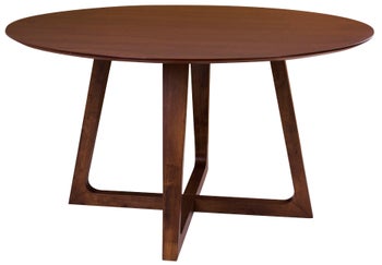 Stół okrągły brązowy fornir orzech i drewno Ø137 cm – grafika-1.