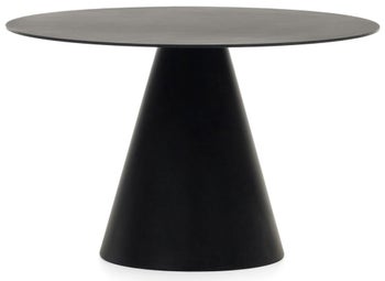 Stół okrągły czarny matowy szkło hartowane i stal Ø120 cm – obraz-1