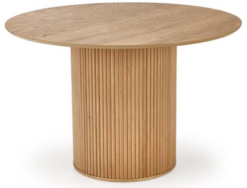 Stół okrągły do jadalni dąb naturalny podstawa drewno Ø120 cm – obraz-1