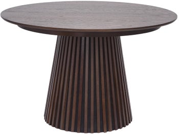 Stół Ø200 cm okrągły rozkładany drewno, fornir, brązowy Ø120-160 – grafika-1.