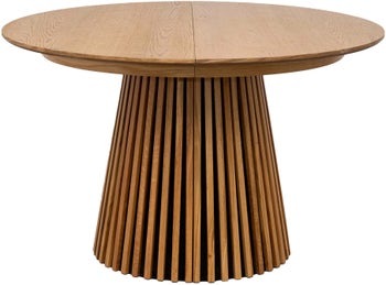 Stół okrągły rozkładany drewno, fornir, naturalny Ø120-160-200x75 cm – grafika-1.