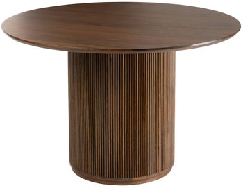 Stół okrągły duży blat podstawa drewno mango brązowy Ø120x76 cm – obraz-1