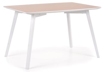 Stół mały z brązowym blatem i białymi nogami 120x85 cm – obraz-1