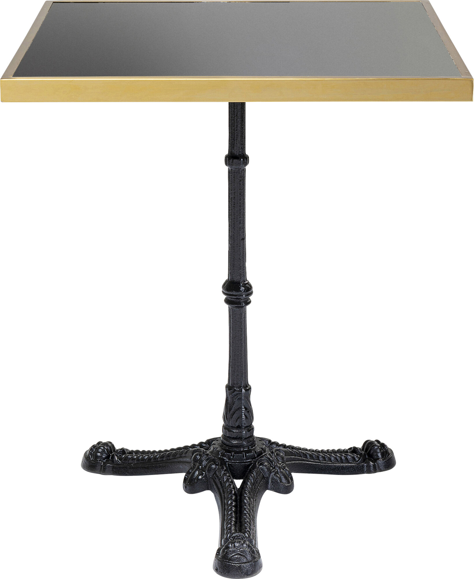 Stół z czarnym marmurowym blatem i metalowa nogą 60x60 cm – obraz-1