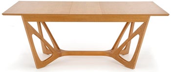 Stół rozkładany blat MDF dąb miodowy nogi drewno lite 160-240x100 cm – obraz-1