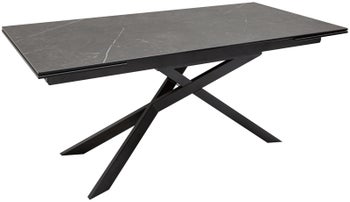 Stół 180 x 90 cm rozkładany z ceramicznym blatem w grafitowym kolorze z metalowymi nogami – grafika-1.