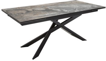 Stół 180-260 x 90 cm rozkładany z ceramicznym blatem i metalowymi nogami czarnymi – grafika-1.