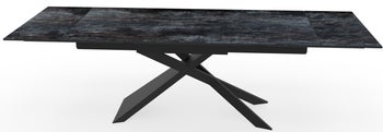 Stół 180 x 90 cm rozkładany z ceramiki i szkła w kolorze szaro-czarnym na metalowej podstawie – grafika-1.
