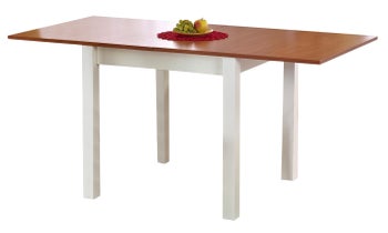 Stół rozkładany Gracjan 80-160x80 cm blat olcha - nogi białe – obraz-1