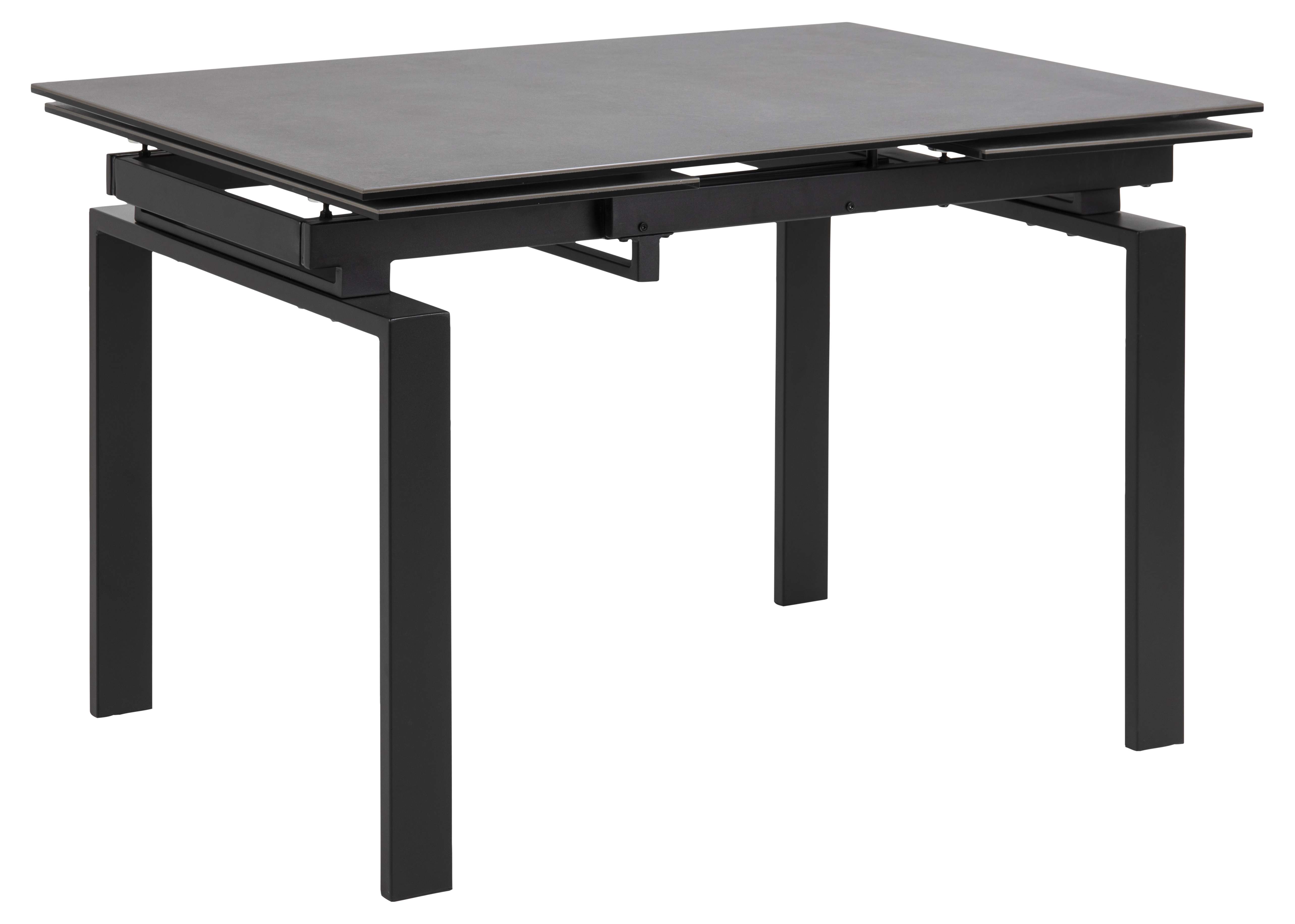 Stół rozkładany czarny blat ceramiczny nogi z metalu 120-200x85 cm  – obraz-1