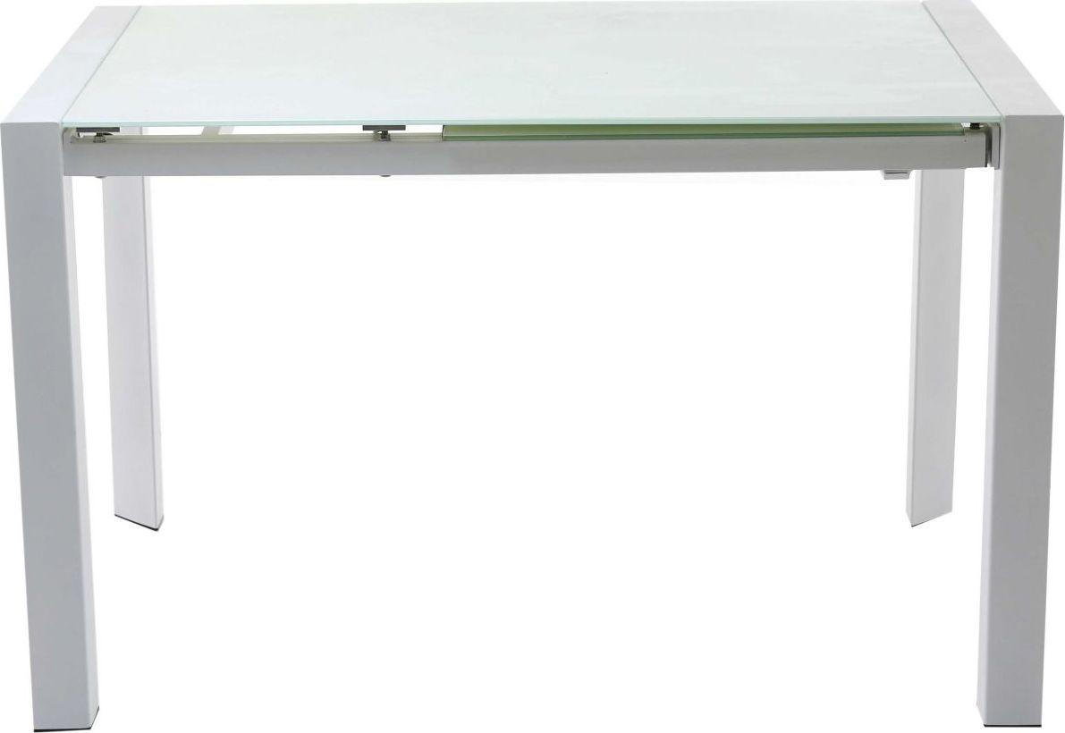 Stół rozkładany Lana blat szklany 122-182x76 cm biały – obraz-1