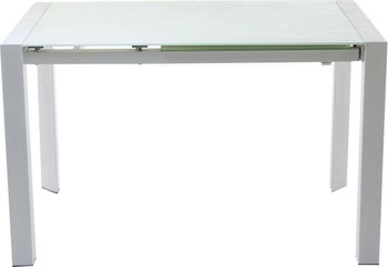 Stół rozkładany Lana blat szklany 122-182x76 cm biały – obraz-1