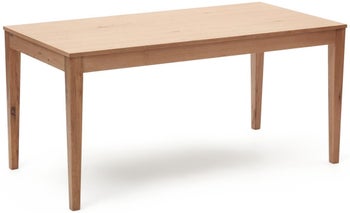 Stół rozkładany prostokątny MDF w fornirze dębowym -nogi z litego drewna naturalny 160-220x76 cm – obraz-1