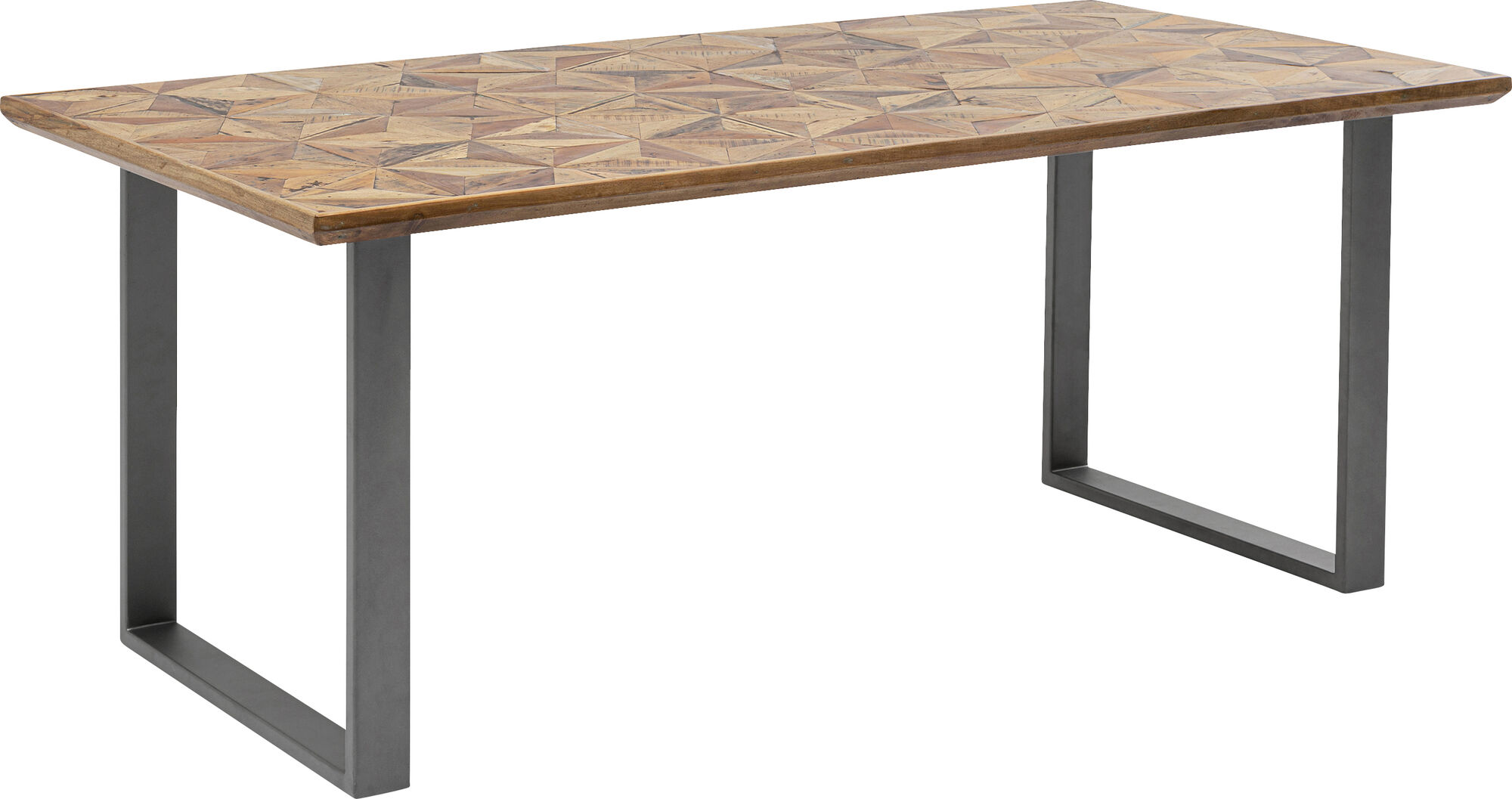 Stół z drewnianym blatem z drewna recykingowanego z grafitowymi metalowymi nogami 180x90 cm – obraz-1